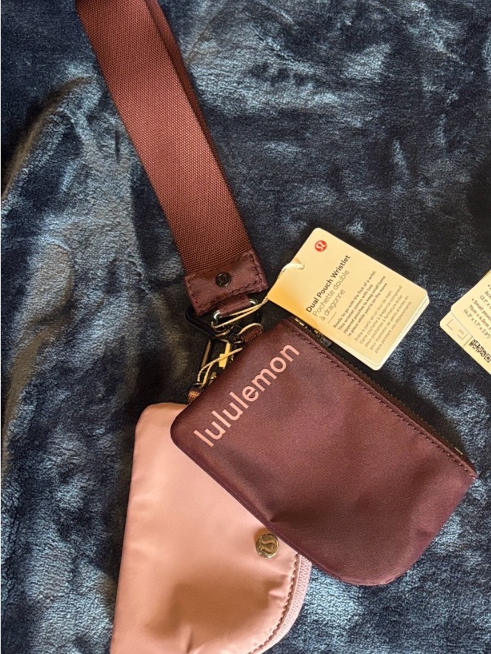 Lululemon Dual Pouch Wristlet Pink & Burgundy NWT